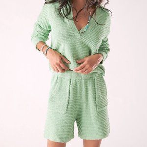 Green Free People Carter Sweater Set